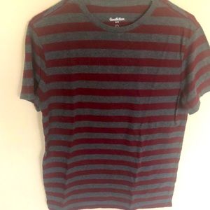 Maroon and gray striped t-shirt